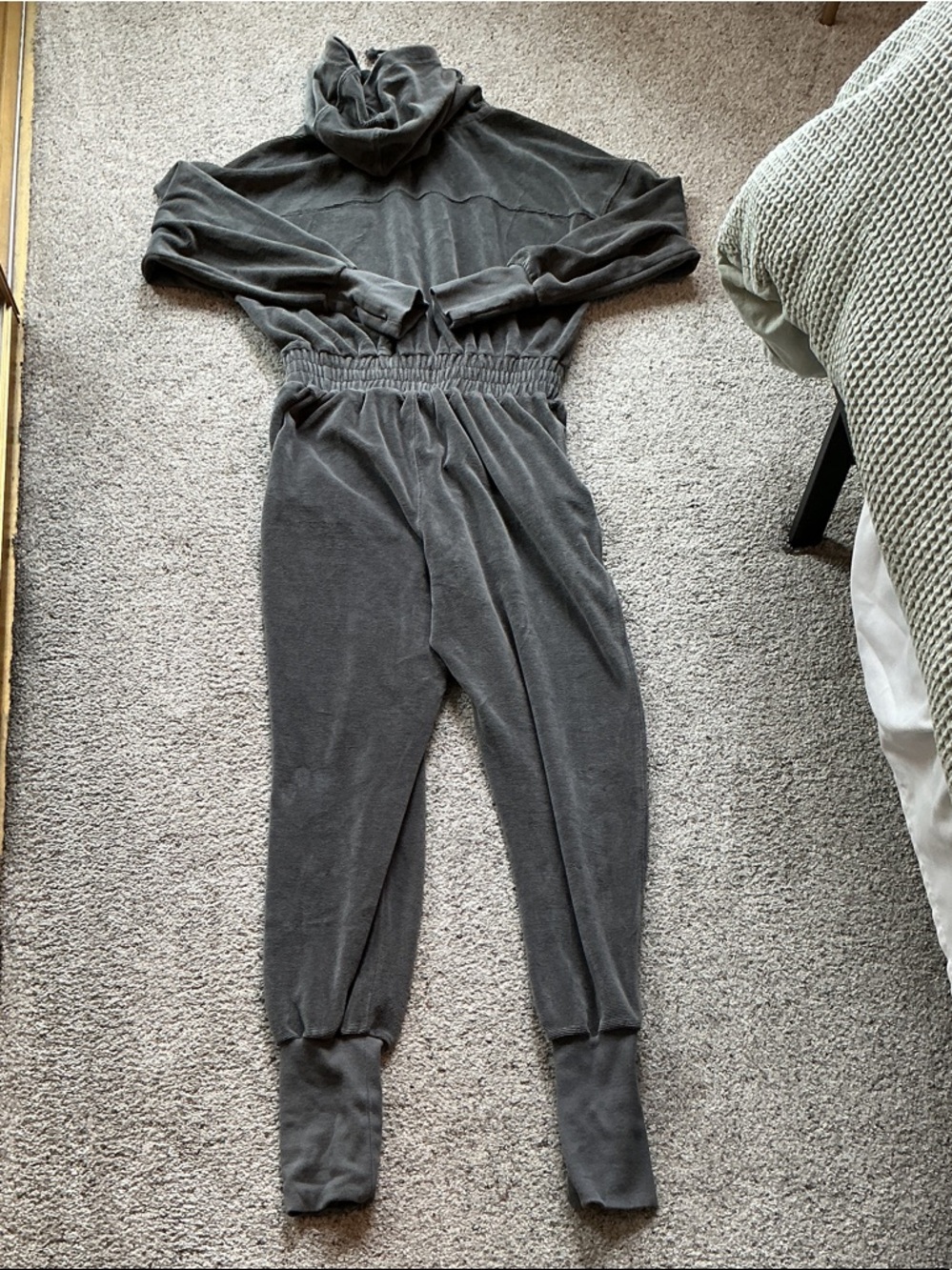 New FP Movement by Free People Training Day Velour Jumpsuit ~ Charcoal Gray - Picture 14 of 14